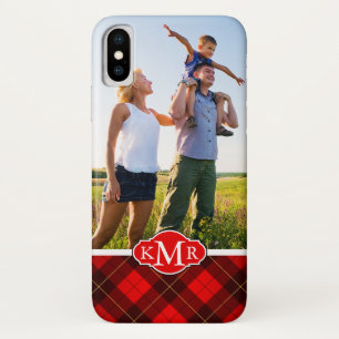 Custom Photo & Monogram Wallace tartan background iPhone X Case