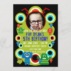 Custom Photo Monster Birthday Party Invitations