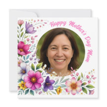 Custom Photo Mother's Day Card with Floral Design 