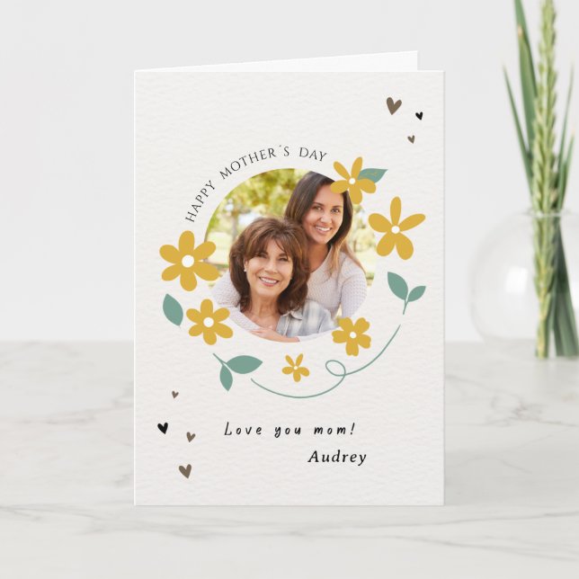 Custom Photo Mothers Day Love You Mom Card (Front)