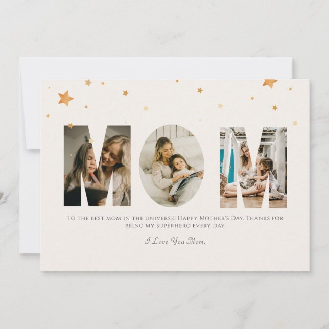 Custom Photo Mothers Day Love You Mom Card (Front)