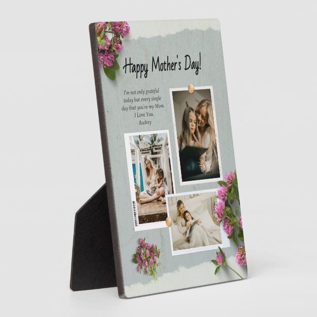 Custom Photo Mothers Day Love You Mom Plaque (Side)
