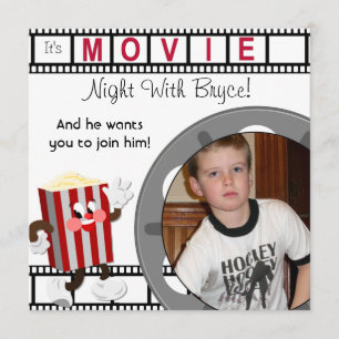 Custom Photo Movie Night Birthday Invitation