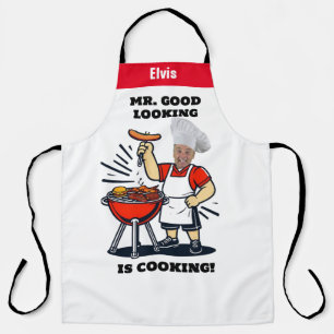 Custom Photo Mr. Good Lookin' Is Cookin' -  Apron