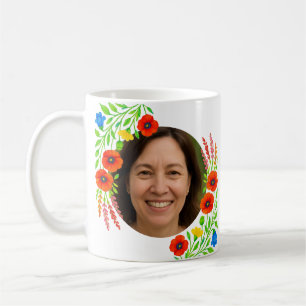 Custom Photo Mug with Floral Design Gift For Mom