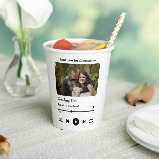 Custom photo music song playlist for couples paper cups