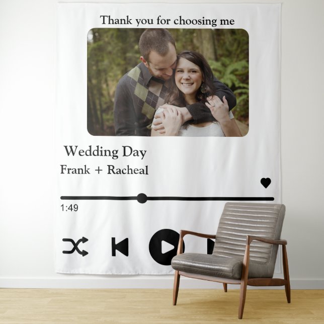 Custom photo music song playlist for couples tapestry (In Situ)