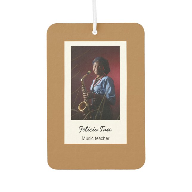 Custom photo musician brown air freshener (Front)