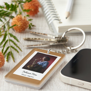 Custom photo musician brown keychain