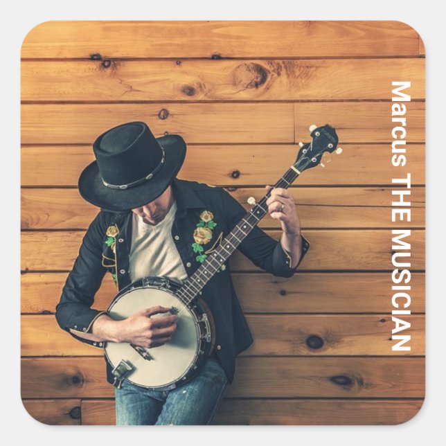 Custom photo musician square sticker (Front)