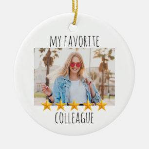 Custom Photo My Favourite Colleague 5 Star Ceramic Ornament