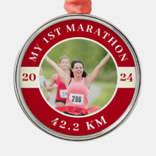 Custom Photo My First 42.2 Marathon Metal Ornament