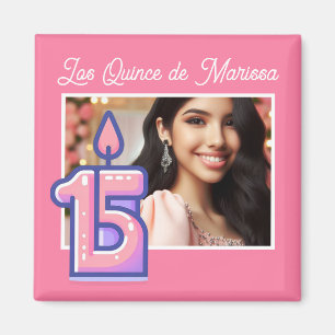 Custom Photo Name 15th Birthday Girl Quinceañera Magnet