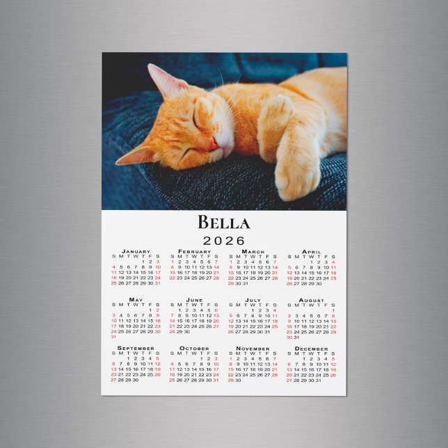 Custom Photo Name 2026 Calendar Magnet (Custom Photo Name 2026 Calendar Magnet in situ)
