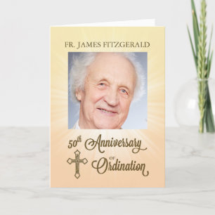 Custom Photo, Name, 50th Anniversary of Ordination Card