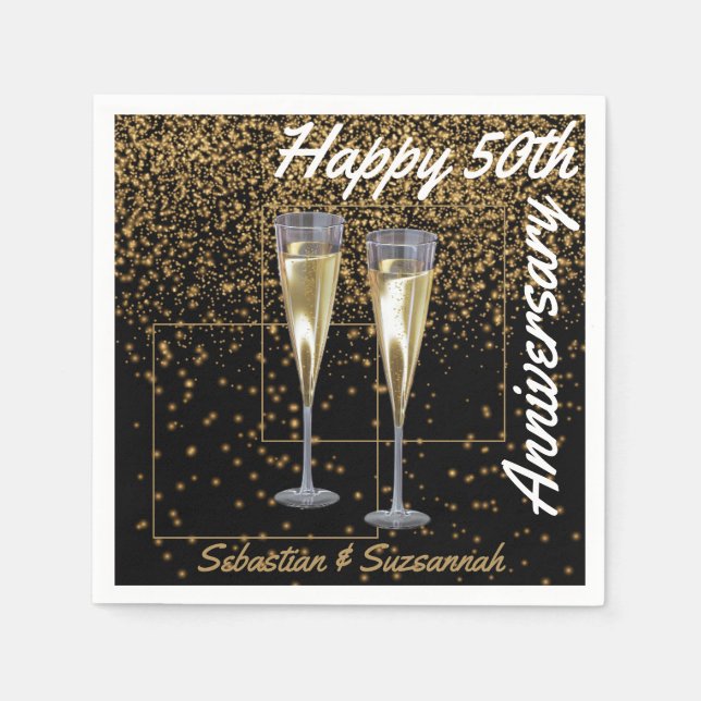 Custom Photo & Name 50th Wedding Anniversary Party Napkin (Front)
