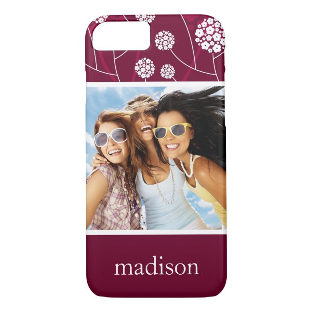 Custom Photo & Name Abstract floral pattern Case-Mate iPhone Case (Back)