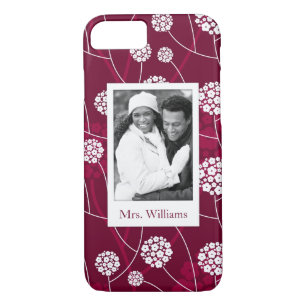 Custom Photo & Name Abstract floral pattern iPhone 8/7 Case