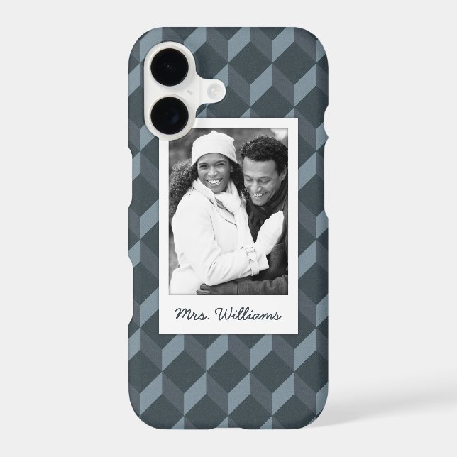Custom Photo & Name Abstract Geometric Pattern (Back)