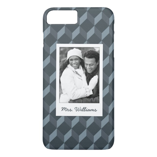 Custom Photo & Name Abstract Geometric Pattern Case-Mate iPhone Case (Back)