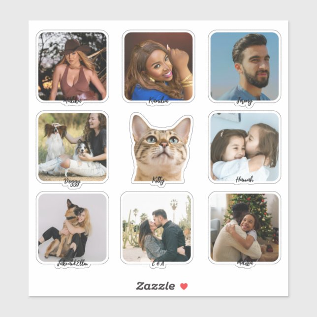 Custom Photo Name Advent Calendar Stickers -9 Pack (Feuille)