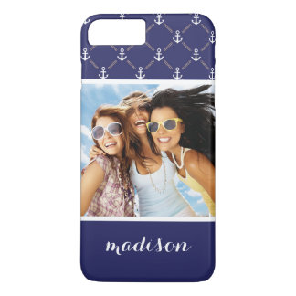 Custom Photo & Name Anchor pattern iPhone 8 Plus/7 Plus Case