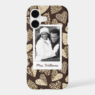 Custom Photo & Name Animal skin with hearts