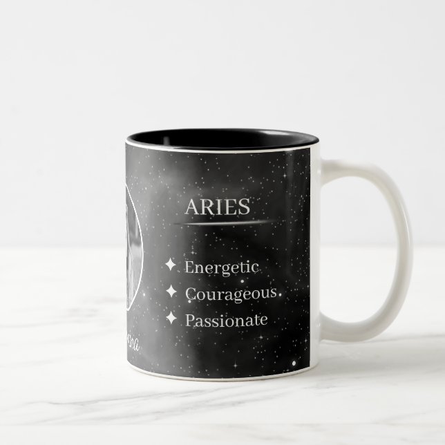 Custom Photo & Name Aries Zodiac Coffee Mug (Droit)