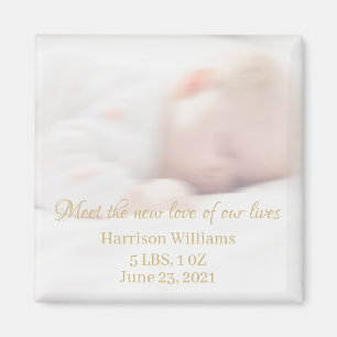 Custom photo name Baby Birth Announcement Magnet