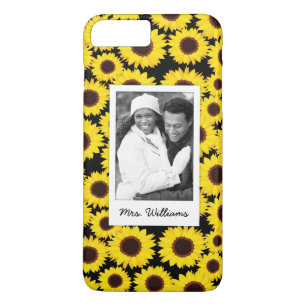 Custom Photo & Name Background with sunflowers Case-Mate iPhone Case