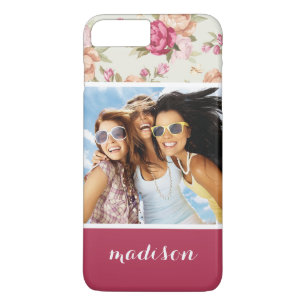 Custom Photo & Name Beautiful Peony Pattern iPhone 8 Plus/7 Plus Case