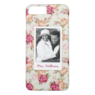 Custom Photo & Name Beautiful Peony Pattern iPhone 8 Plus/7 Plus Case