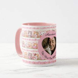 Custom Photo & Name "Best Cat Mom Ever" Kawaii Cat Mug