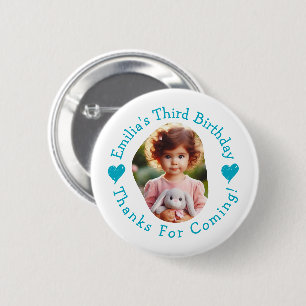 Custom Photo Name Birthday Thank You Favours 2 Inch Round Button