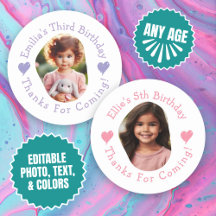 Custom Photo Name Birthday Thank You Favours