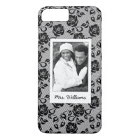 Custom Photo & Name Black lace pattern