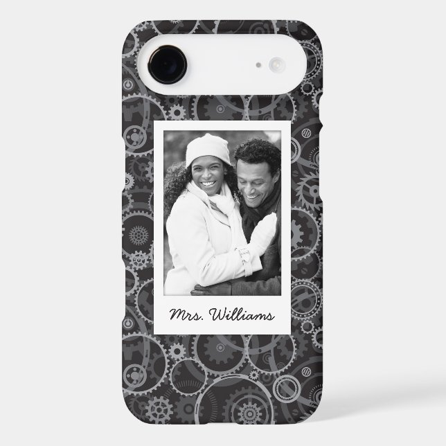 Custom Photo & Name Cogwheels pattern Case-Mate iPhone Case (Back)