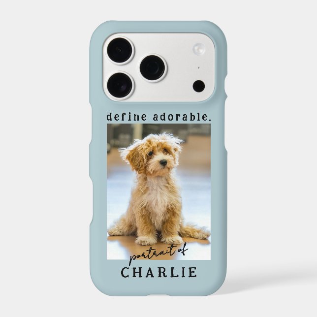 Custom Photo Name Cute Dog Fun Phrase Dusty Blue  (Back)