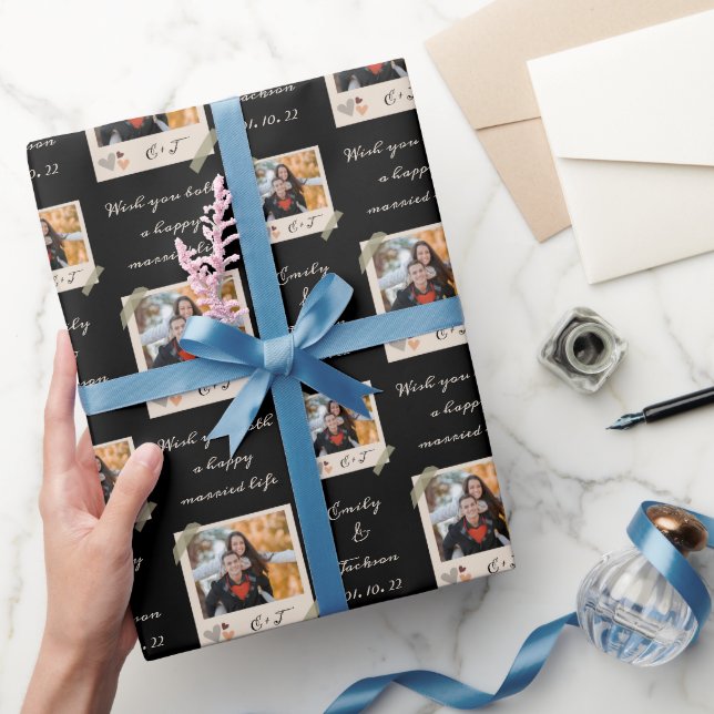 Custom Photo | Name | Date Wedding Wrapping Paper (Gifting)