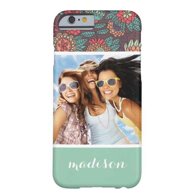 Custom Photo & Name floral cartoon pattern Case-Mate iPhone Case (Back)