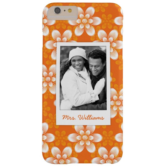 Custom Photo & Name Flowers Pattern Case-Mate iPhone Case (Back)