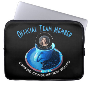 Custom Photo Name Fun Coffee Consumption Squad Laptop Sleeve