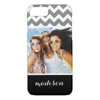 Custom Photo & Name Geometric zigzag pattern