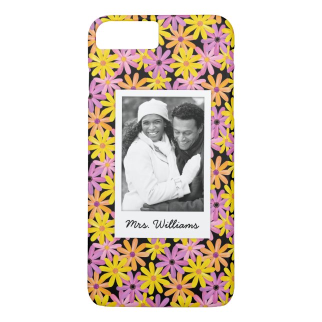 Custom Photo & Name Gerbera flowers pattern Case-Mate iPhone Case (Back)