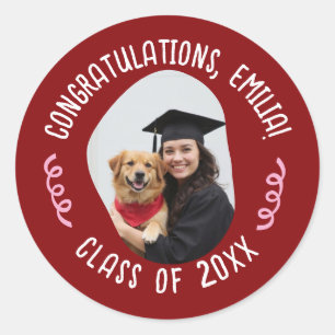 Custom Photo Name Graduation Congratulations Grad Classic Round Sticker