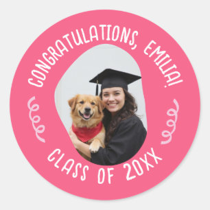 Custom Photo Name Graduation Congratulations Grad Classic Round Sticker
