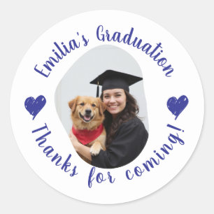 Custom Photo Name Graduation Thank You Favours Classic Round Sticker