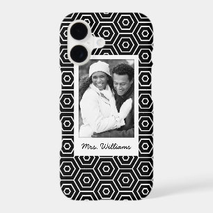 Custom Photo & Name Hexagonal geometric pattern