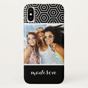 Custom Photo & Name Hexagonal geometric pattern Case-Mate iPhone Case
