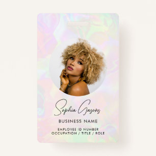 Custom Photo & Name Iridescent Holographic Staff  Badge